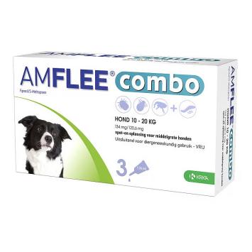 Amflee Combo Spot-On Dog 3 pipettes - Contre les puces, les tiques et les poux piqueurs et inhibe le développement des œufs, des larves et des nymphes.