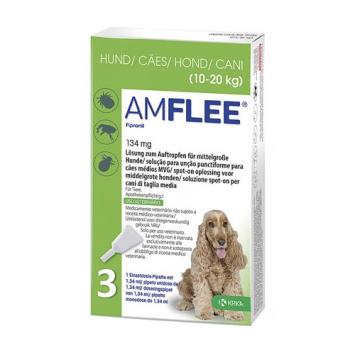 Amflee Spot-on Chien 3 pipettes. Contre les puces et les tiques, avec Fipronil.