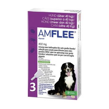 Amflee Spot-on Chien 3 pipettes. Contre les puces et les tiques, avec Fipronil.