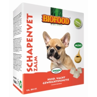 Biofood Schapenvet MINI 80st. In Knoflook, Zeewier & Zalm. - kopie