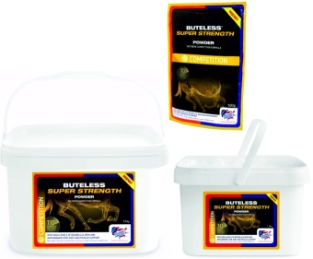 Equine America Buteless Super Strength Powder.   The ultimate supplement for joint and muscle comfort in performance horses and ponies, or older horses to help maintain mobility.