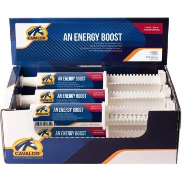 Cavalor An Energy Boost 60ml.   Pour les chevaux de sport (de haut niveau), un mélange composite 'booster' d'électrolytes, de vitamines, de minéraux et d'acides aminés.