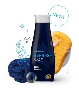 Cavalor Refresh Wash Horse 500ml. --- Shampoing formule pH-neutre à l'eucalyptus pour chevaux.