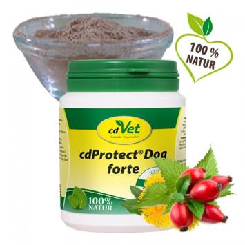 cdVet cdProtect® Dog forte+.    Erbe selvatiche naturali per un ambiente intestinale ostile ai vermi.