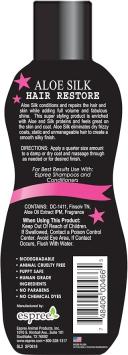 Espree Aloe Silk Hair Restore 118ml. --- Conditionne, restaure et ajoute du volume et de la brillance.