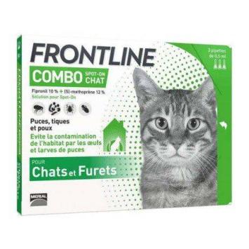 Frontline Combo Chats et Furets -- Spot On liquide contre les puces, les tiques et les poux piqueurs chez les chats.