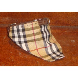 HB Halsband Bandana Schotse ruit Bruin. --- Lederen Halsband met Schotse bandana.