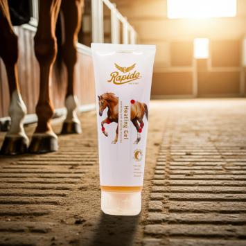 Rapide Heizgel 250ml. --- Zur Unterstützung müder und übermäßig angespannter Muskeln, Muskelschmerzen oder Zerrungen bei Pferden.