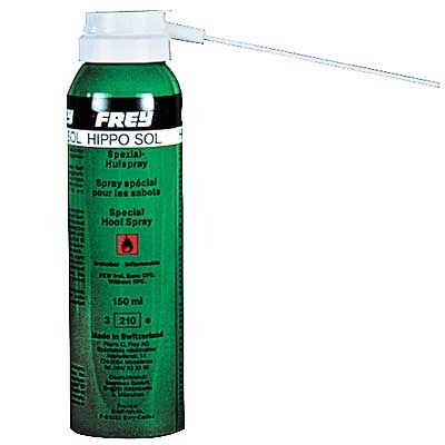 Frey Hippo Sol Hoefspray 150ml.    Een speciale spray voor een optimale hoefverzorging o.a. bij rotstraal.