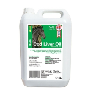 NAF Cod Liver Oil Plus. Very suitable for addition to the feed of young and old horses.