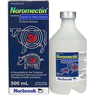 Noromectin Injectie.   Ter behandeling van niet melkgevend rundvee en varkens tegen in- en uitwendige parasieten.