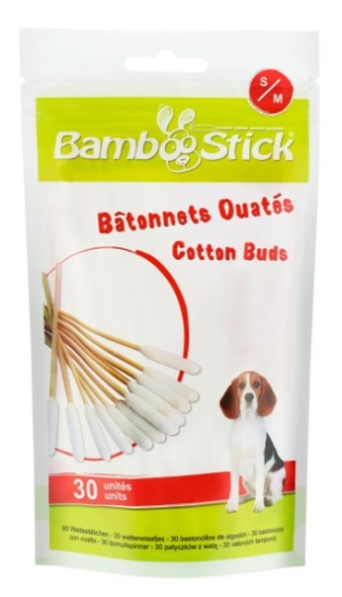 BambooStick Cotton Buds for dogs 30 pieces.