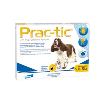 Elanco Prac-tic --- Pipetten zur Behandlung und Vorbeugung von Infektionen durch Flöhe und Zecken bei Hunden.