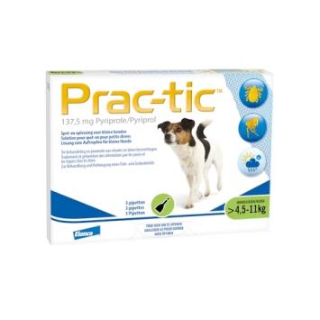 Elanco Prac-tic --- Pipetten zur Behandlung und Vorbeugung von Infektionen durch Flöhe und Zecken bei Hunden.