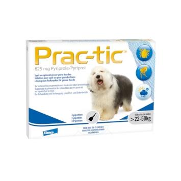 Elanco Prac-tic --- Pipetten zur Behandlung und Vorbeugung von Infektionen durch Flöhe und Zecken bei Hunden.