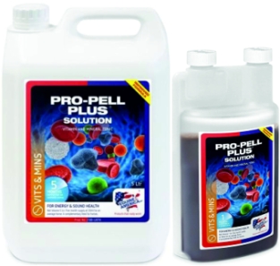 Equine America ProPell Plus.    IJzerrijk, multivitaminen- en mineralen, met Echinacea, ter stimulering van de rode bloedcelproductie en het immuunsysteem.