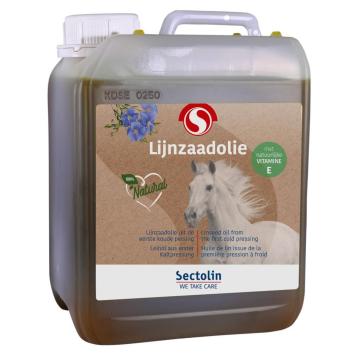 Sectolin L'huile de lin.   Pour un bon équilibre en acides gras oméga-3 et oméga-6, en 1 litre, 2,5 litres et 5 litres.