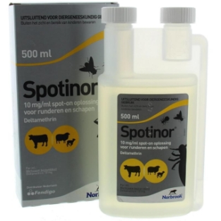 Spotinor Pour-On. --- Voordelig en effectief vliegen bestrijden bij runderen en schapen.