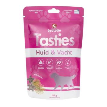 Sectolin Tasties Huid & Vacht 125gr. --- Smakelijke functionele beloning met prebiotica en zeewier voor de huid en vacht van honden.