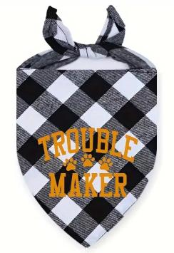 Bandana Troublemaker para perros. --- Súper bonita, en 5 colores y 3 tamaños.
