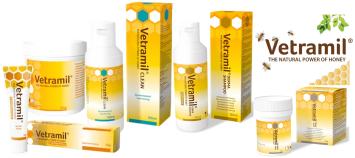 Vetramil Honey Products --- Pour le soin des plaies et de la peau chez les chiens, les chevaux et d'autres animaux.